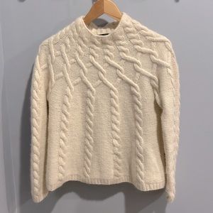 Boden cable knit sweater, wool/angora blend, M, cream